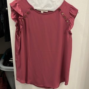Loft Purple Short Sleeve Blouse